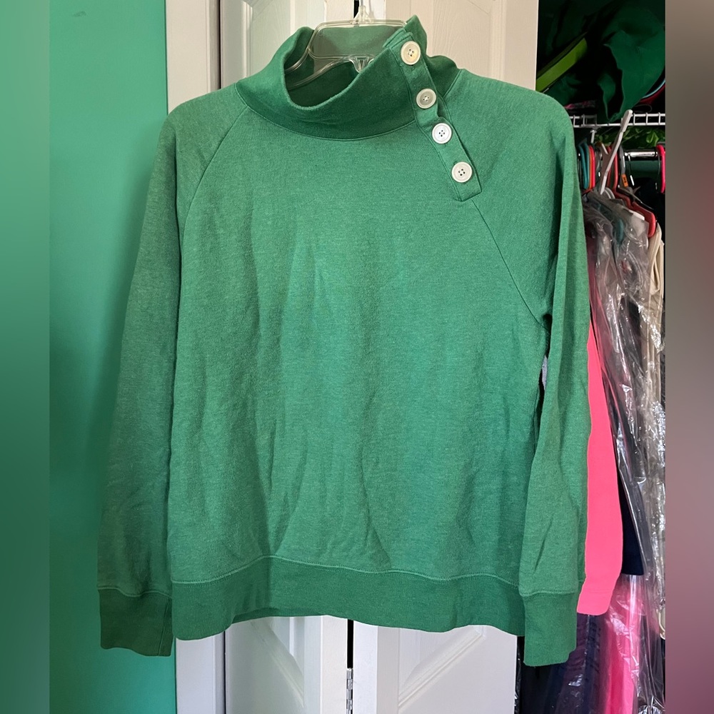 J.Crew Factory Kelly Green Wide Button Collar Pullover